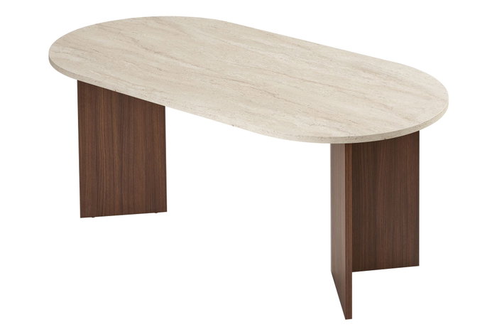Nordure Mesa de Comedor Sablin en Travertino y Nogal Milán Nordure Mesa de Comedor Sablin en Travertino y Nogal Milán